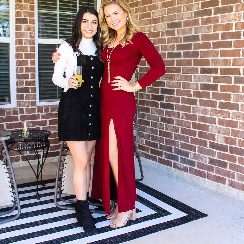 Maroon long slit dress!